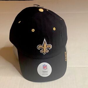 NFL Official New Orleans SAINTS Baseball Cap Black & Tan Adjustable Back Strap